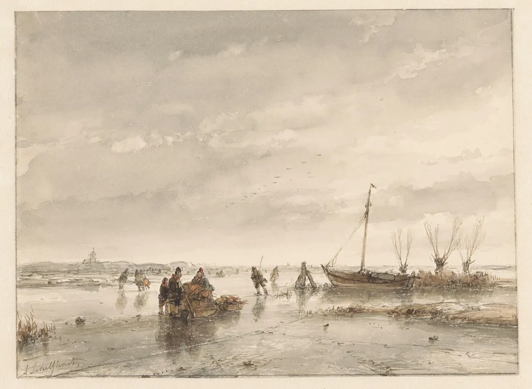 Winterlandschap Met Bevroren Meer