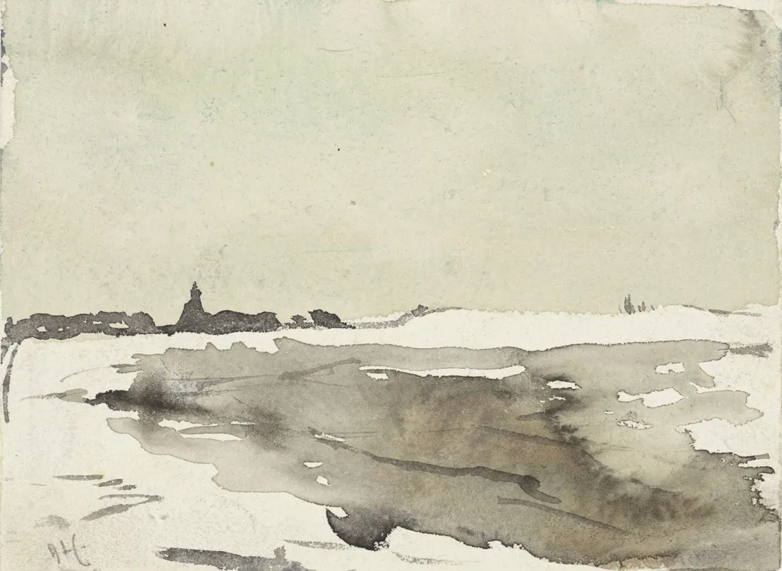 Winterlandschap Met Kerkje In Het Verschiet
