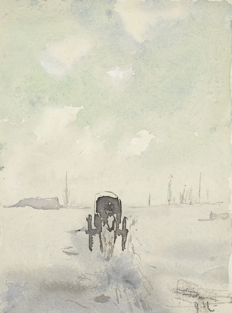 Winterlandschap Met Paard En Wagen