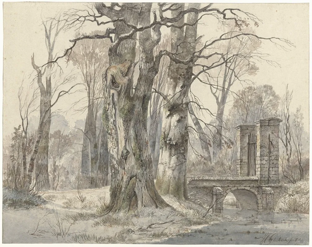 Winterlandschap Met Poort Tussen Bomen by Hendrik Gerrit ten Cate - Canvas Print