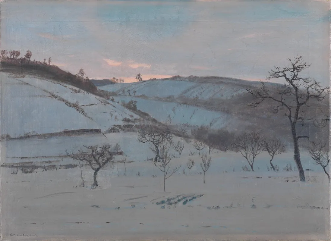 Wintermorgen Bei Grotzingen by Gustav Kampmann - Canvas Print