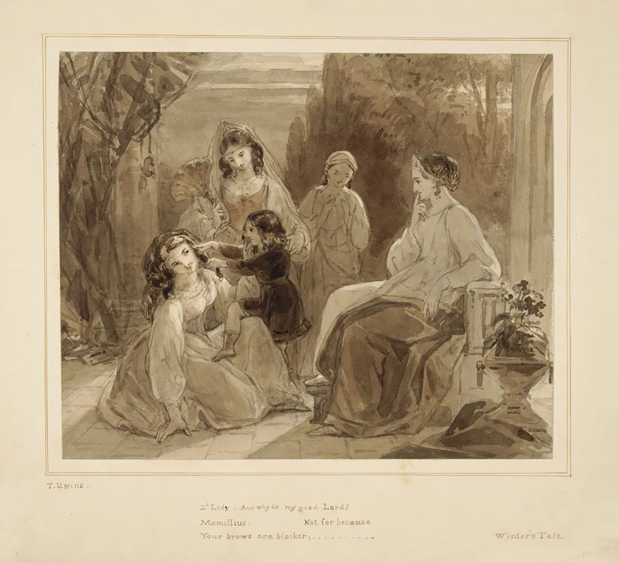Winters Tale Ii 1 2d Lady And Shy So My Good Lord Memillius Not For Because Your Brows Are Blacker by Thomas Uwins - Canvas Print