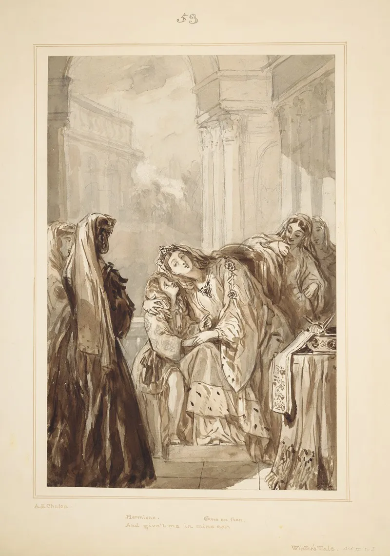 Winters Tale Ii1 Hermione Come On Then And Givet Me In Mine Ear by Alfred Edward Chalon - Canvas Print
