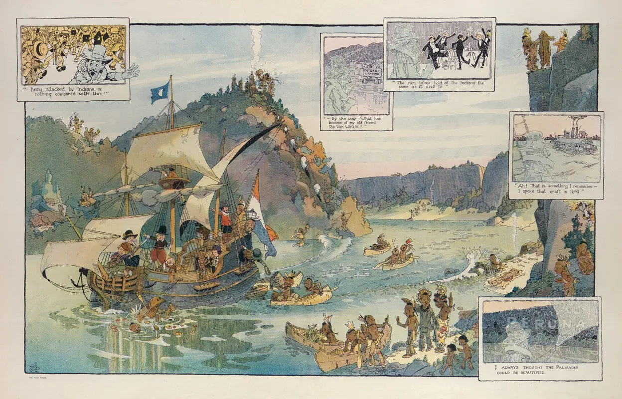 With Hudson Up The Hudson by Will Crawford - Canvas Print