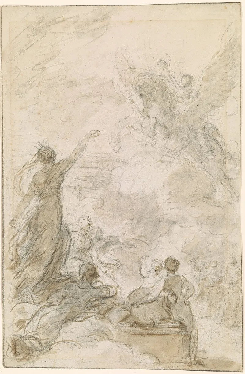 With Logistillas Guidance Ruggiero Masters The Hippogriff by Jean-Honoré Fragonard - Canvas Print