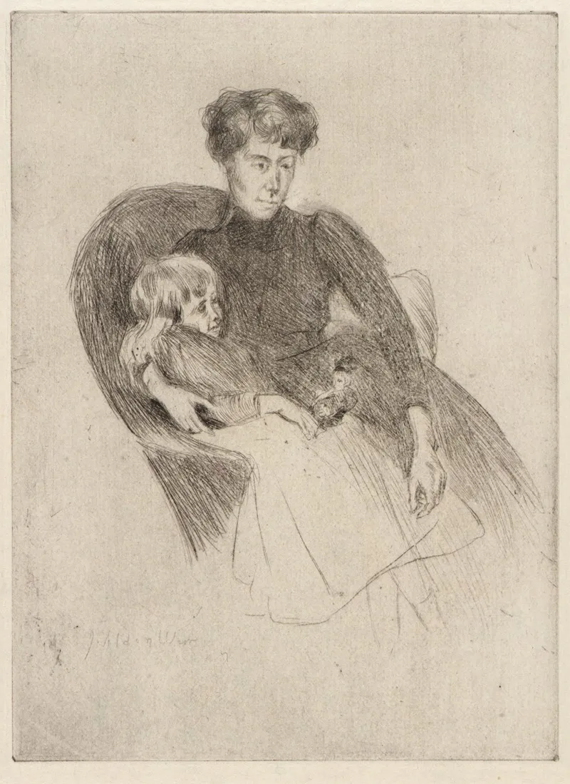 Woman And Child Seated Mother And Child With Toy