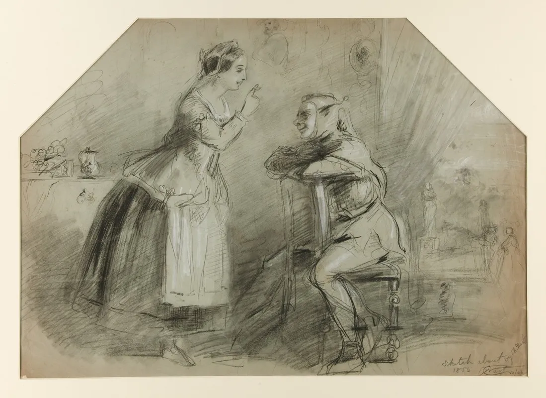 Woman And Jester by Thomas Nast - Canvas Print