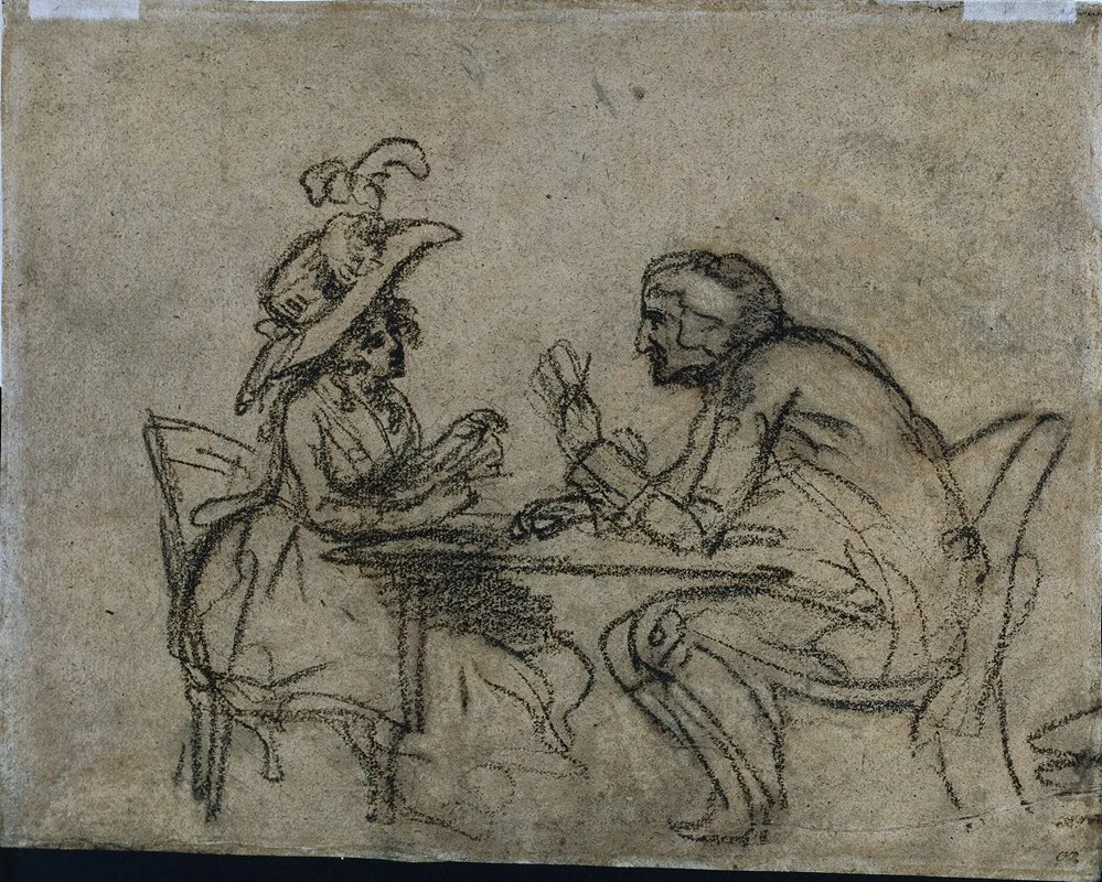Woman And Man Playing Cards