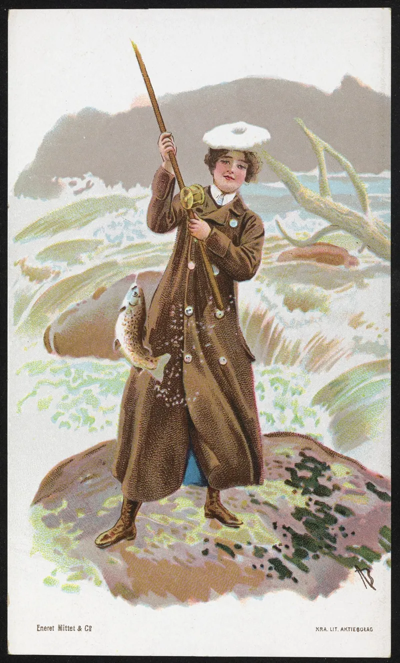 Woman Fishing 3 by Andreas Bloch - Canvas Print