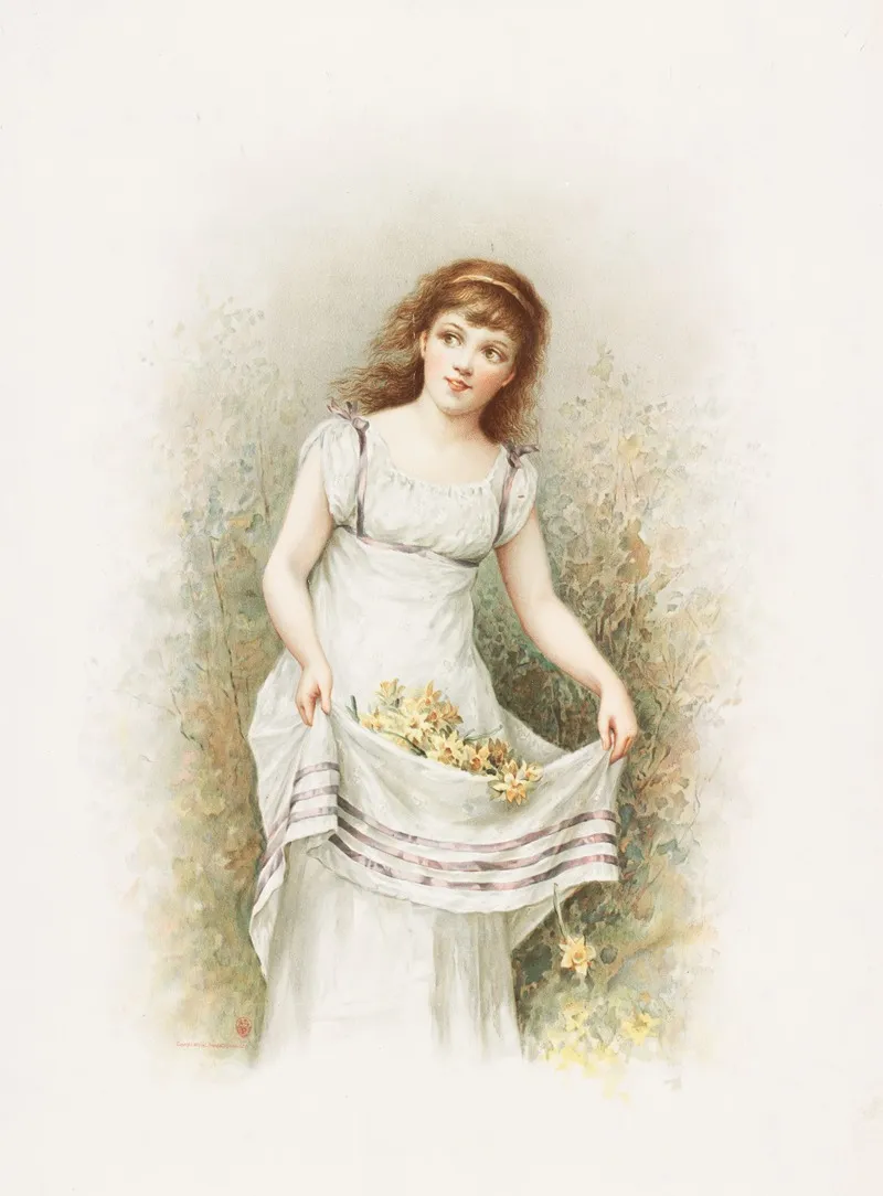 Woman Gathering Daffodils