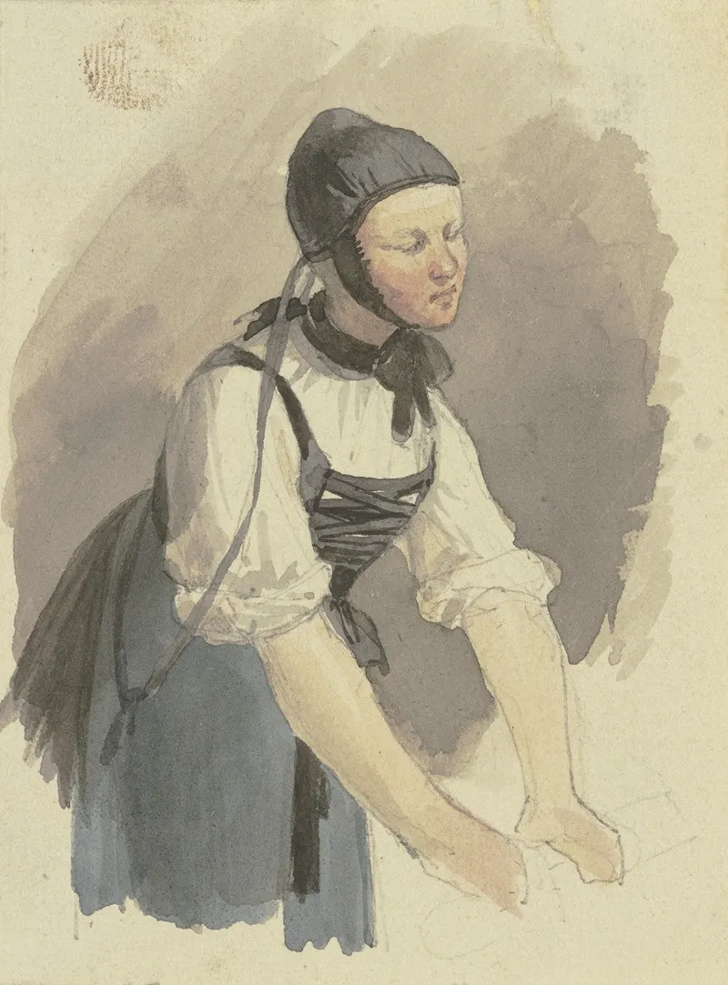 Woman Grasping by Jakob Becker - Canvas Print