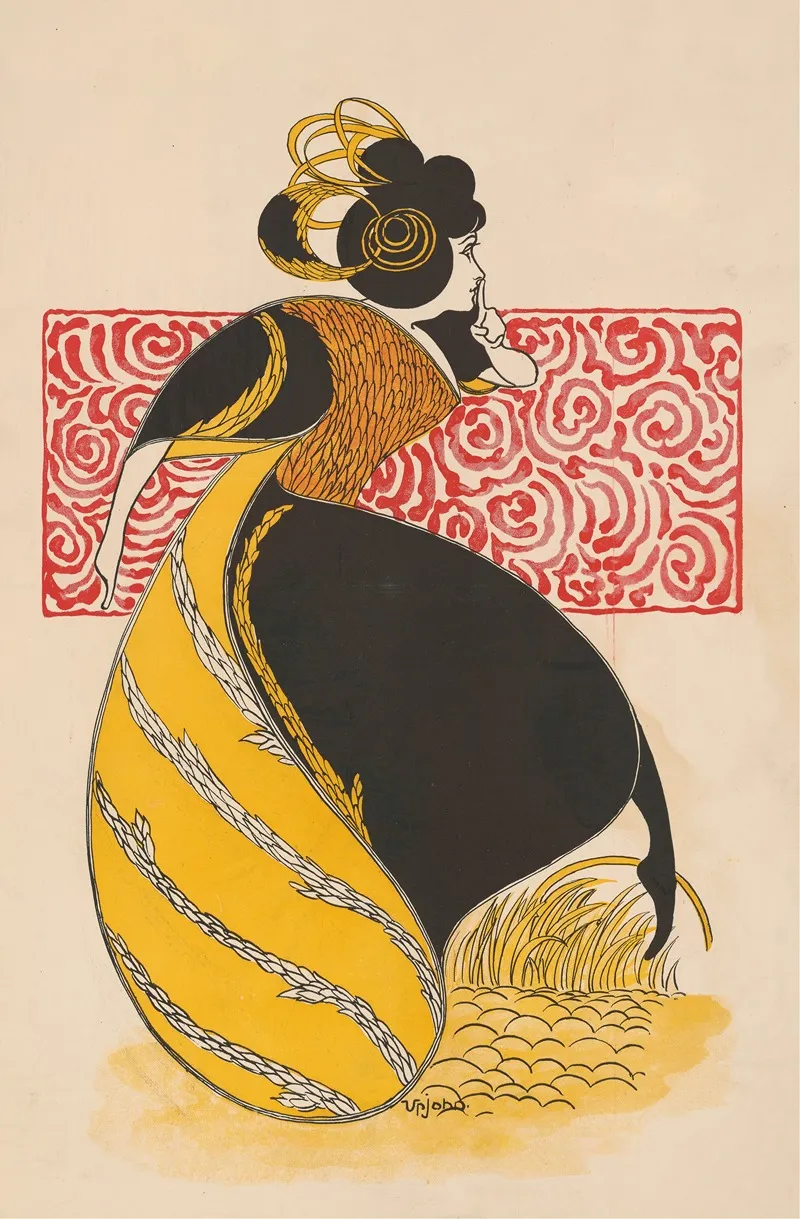 Woman Holds A Finger To Her Lips by E. P. Upjohn - Canvas Print