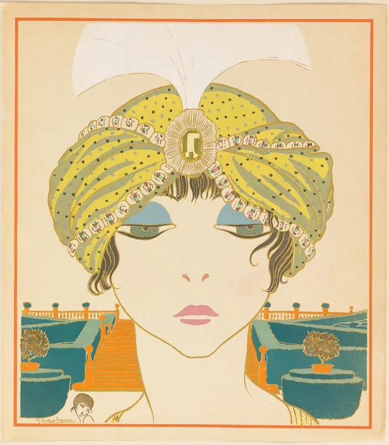 Woman In A Turban by Georges Lepape - Canvas Print
