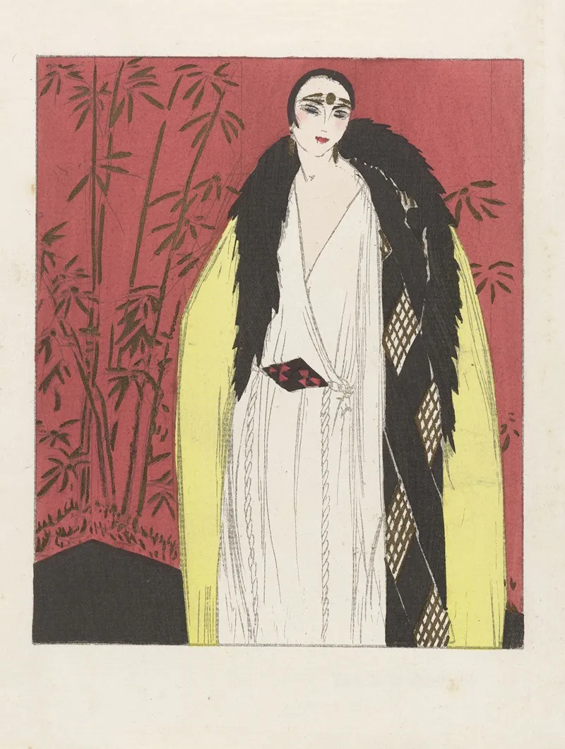 Woman In A Yellow Coat Trimmed With Fur