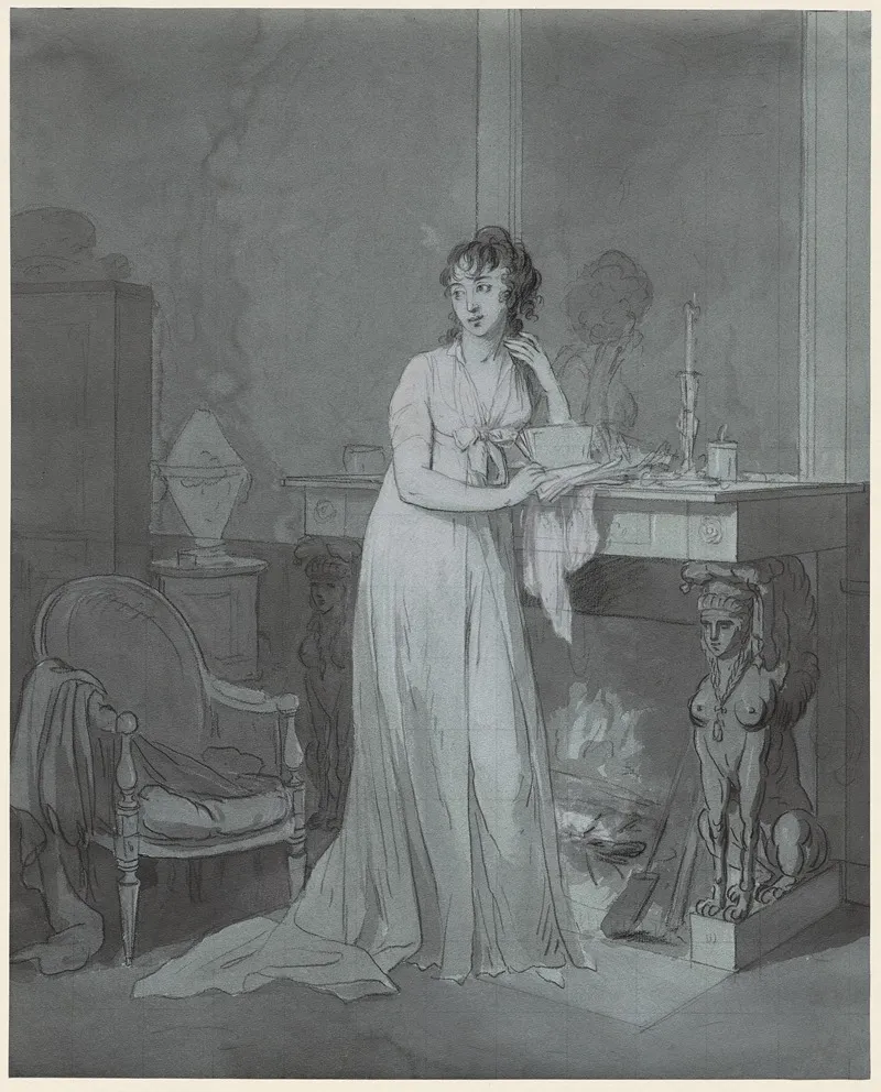 Woman In Front Of A Fireplace