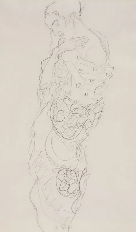 Woman In Kimono Left Shoulder Bare by Gustav Klimt - Canvas Print