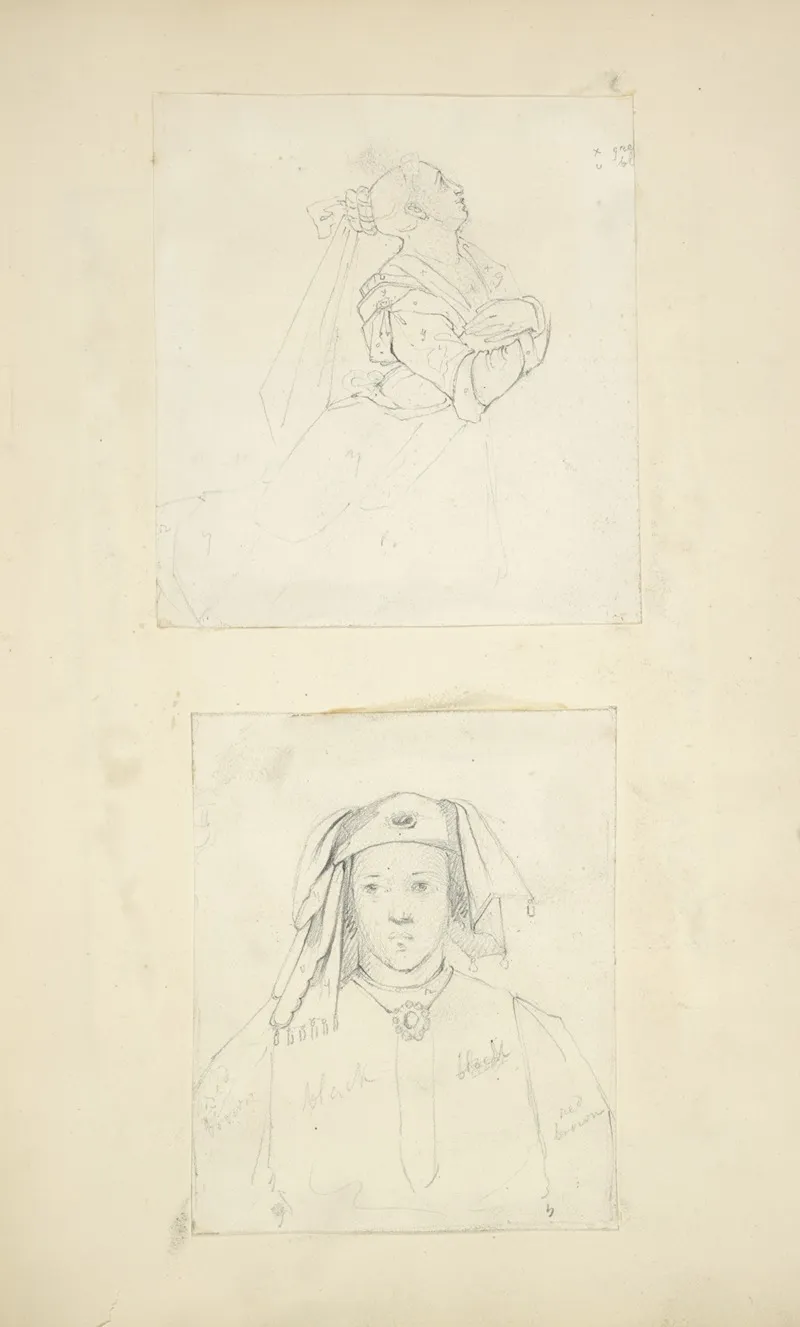 Woman In Profile Figure In Hat And Neck Ornament