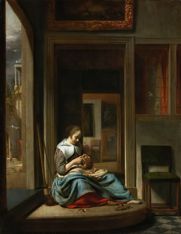 Woman Peeling An Apple