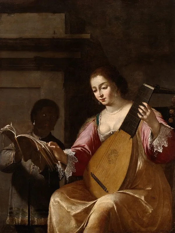 Woman Playing A Lute