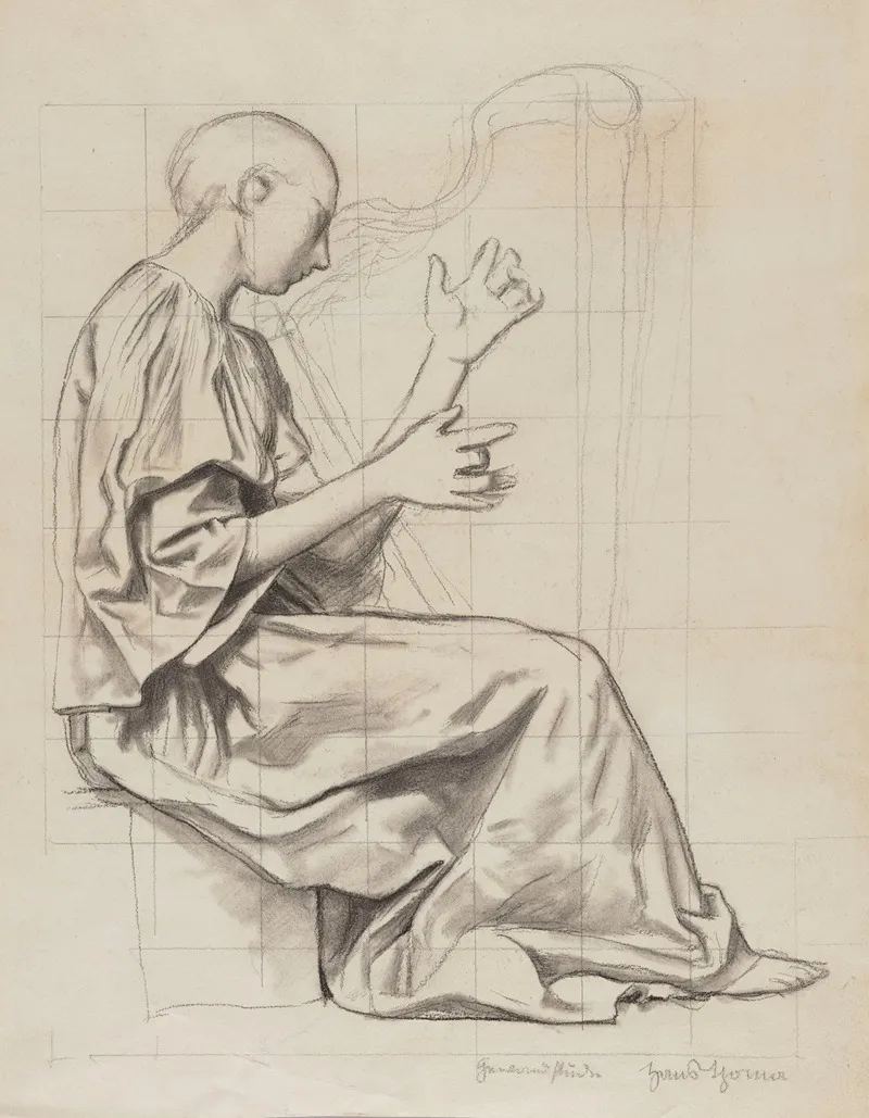 Woman Playing The Harp