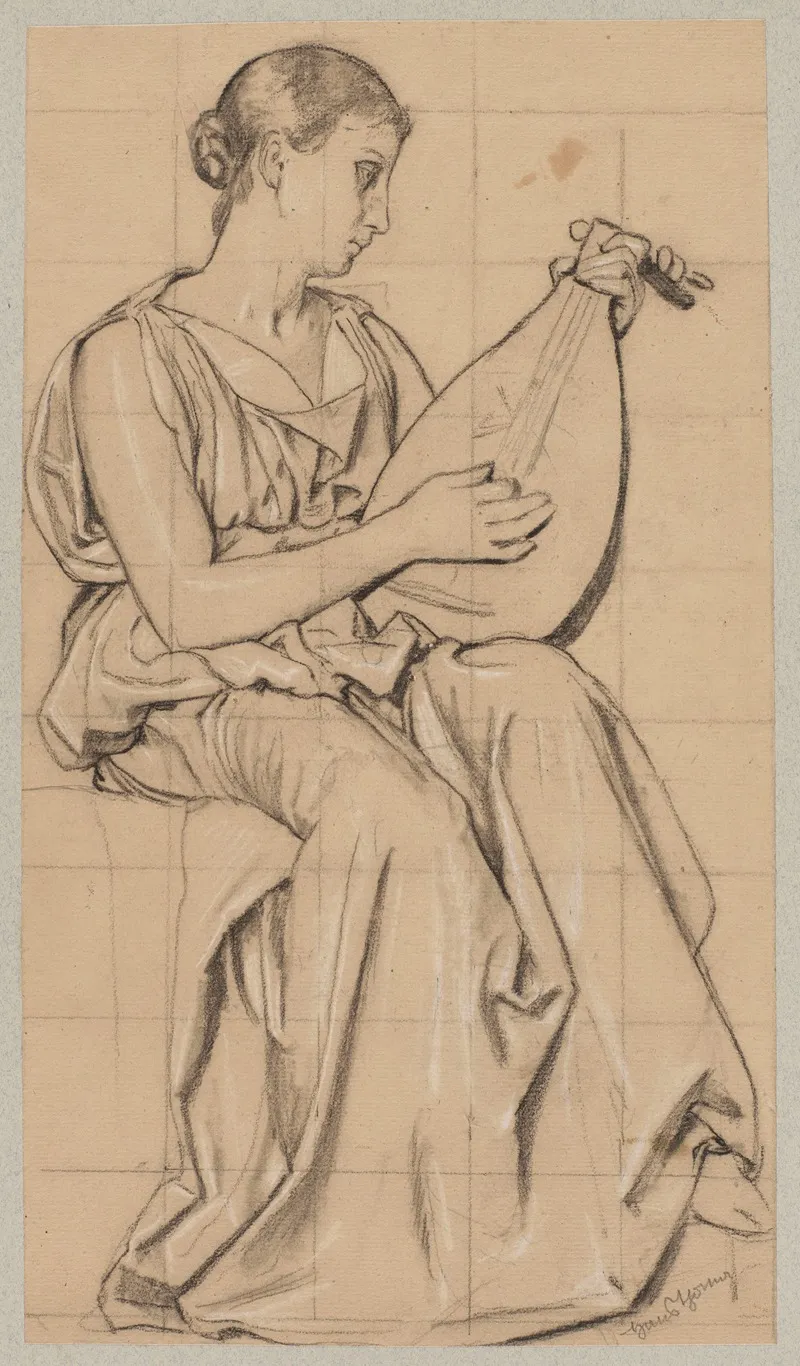 Woman Playing The Lute by Hans Thoma - Canvas Print