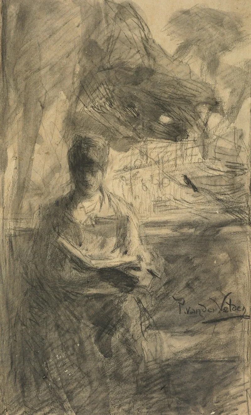 Woman Reading 25 by Petrus van der Velden - Canvas Print