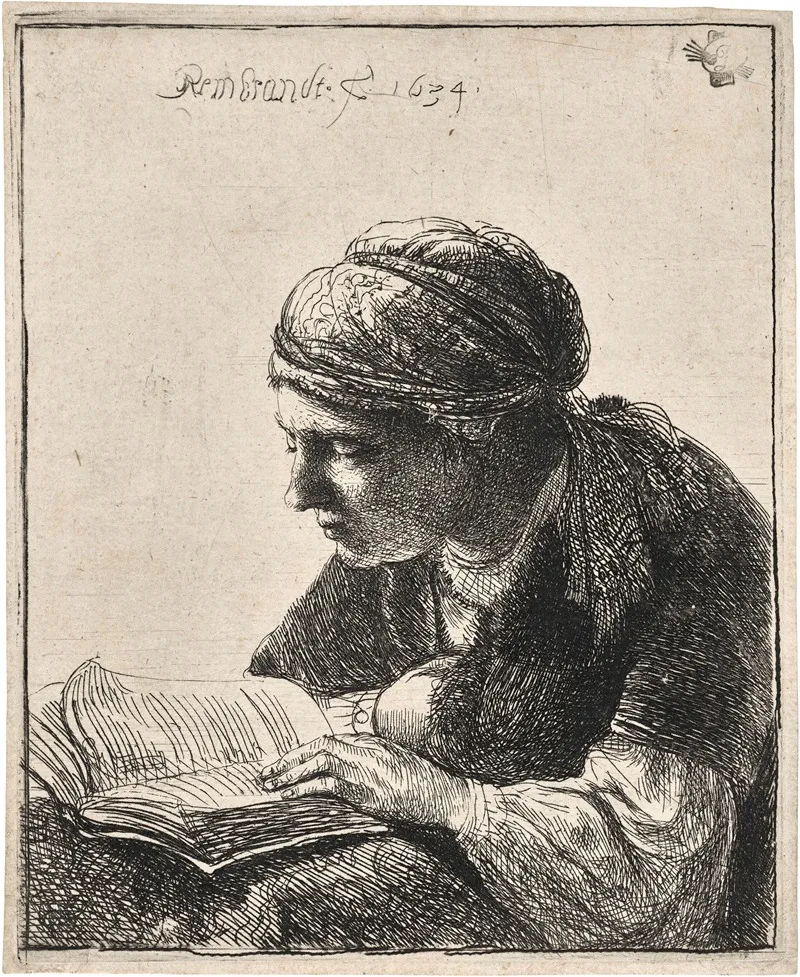 Woman Reading 27 by Rembrandt van Rijn - Canvas Print