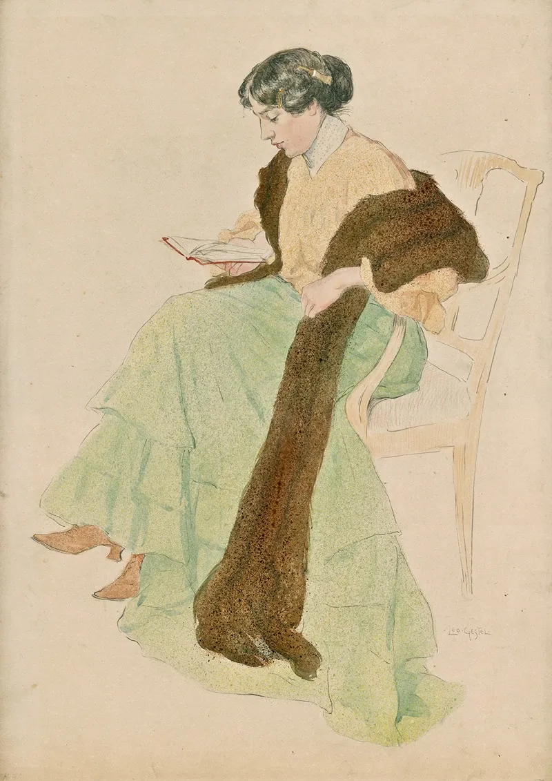 Woman Reading A Book 2 by Leo Gestel - Canvas Print