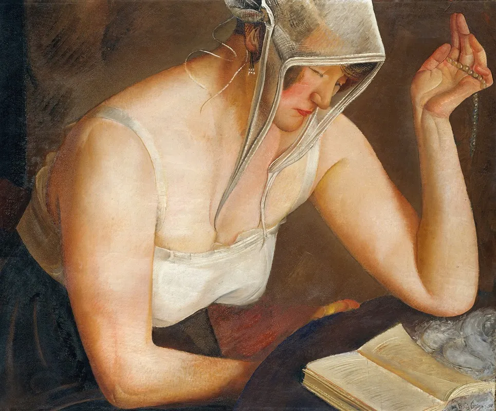 Woman Reading by Boris Grigoriev - Canvas Print