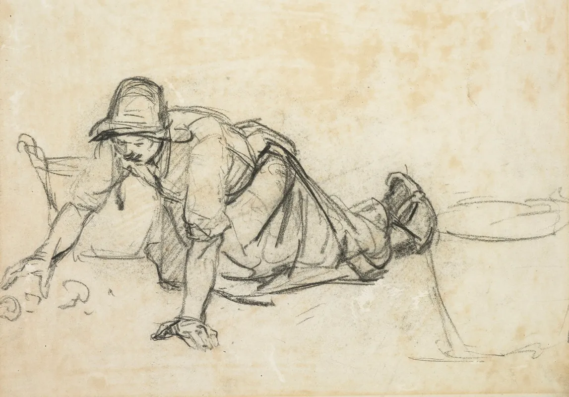 Woman Scrubbing by Petrus van der Velden - Canvas Print