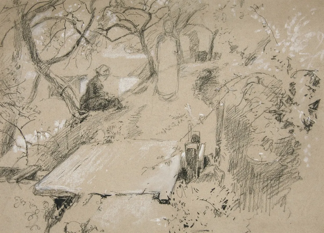 Woman Seated On Bench In A Garden Or Public Park