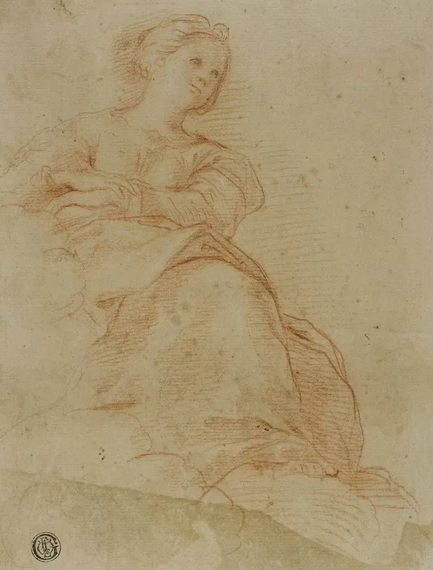 Woman Seated On Clouds by Cristoforo Roncalli - Canvas Print