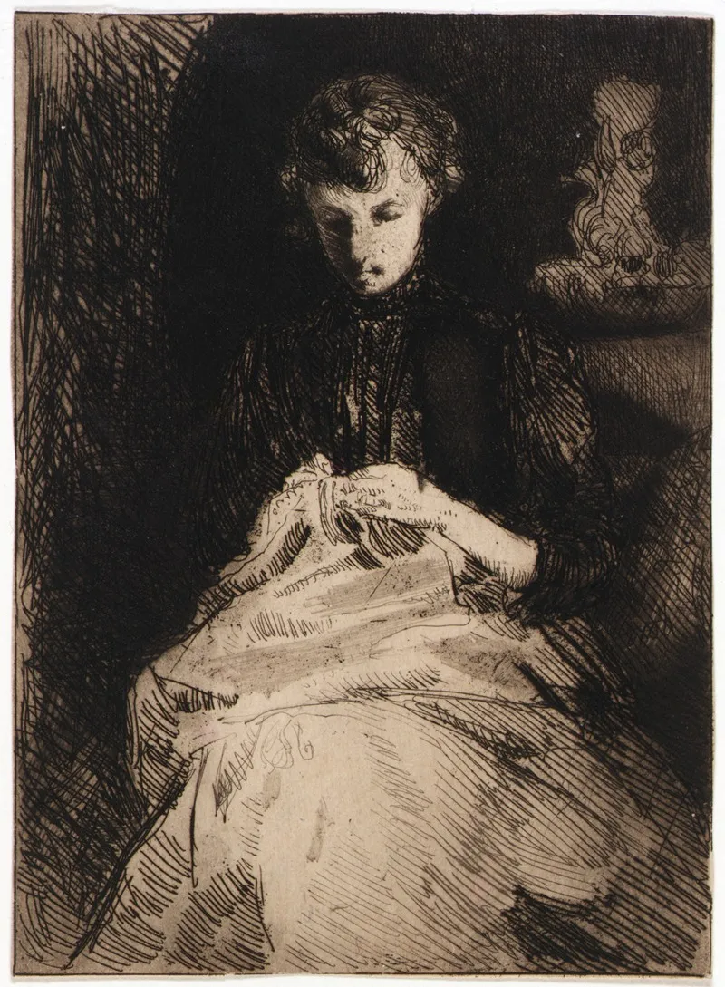 Woman Seated Sewing