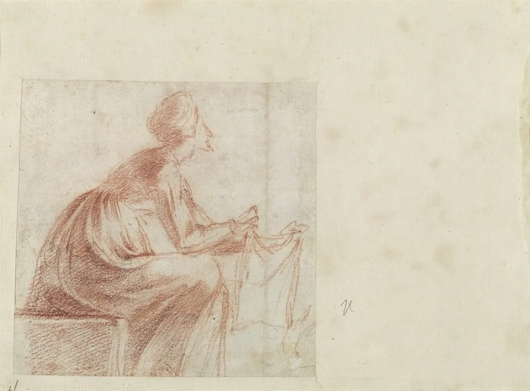 Woman Seated With A Piece Of Cloth Verso
