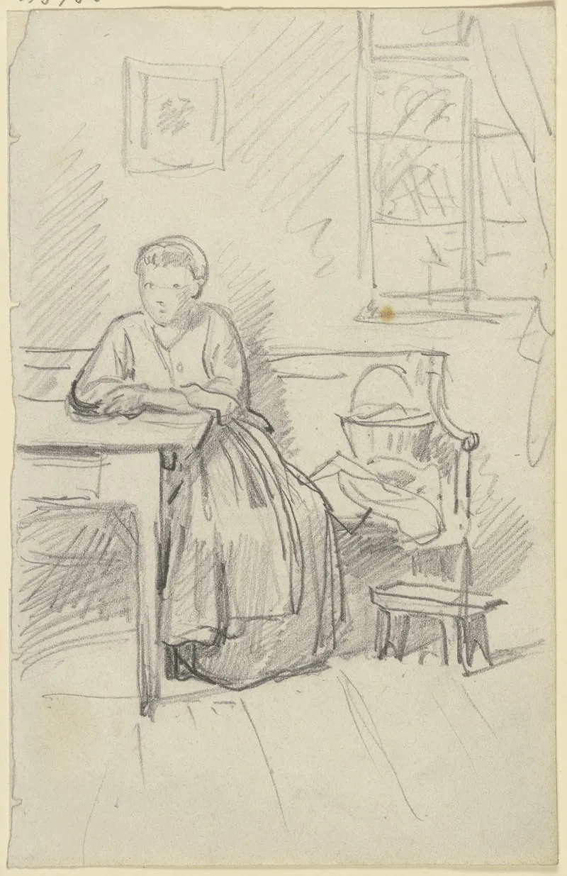 Woman Sitting At A Table by Philipp Rumpf - Canvas Print