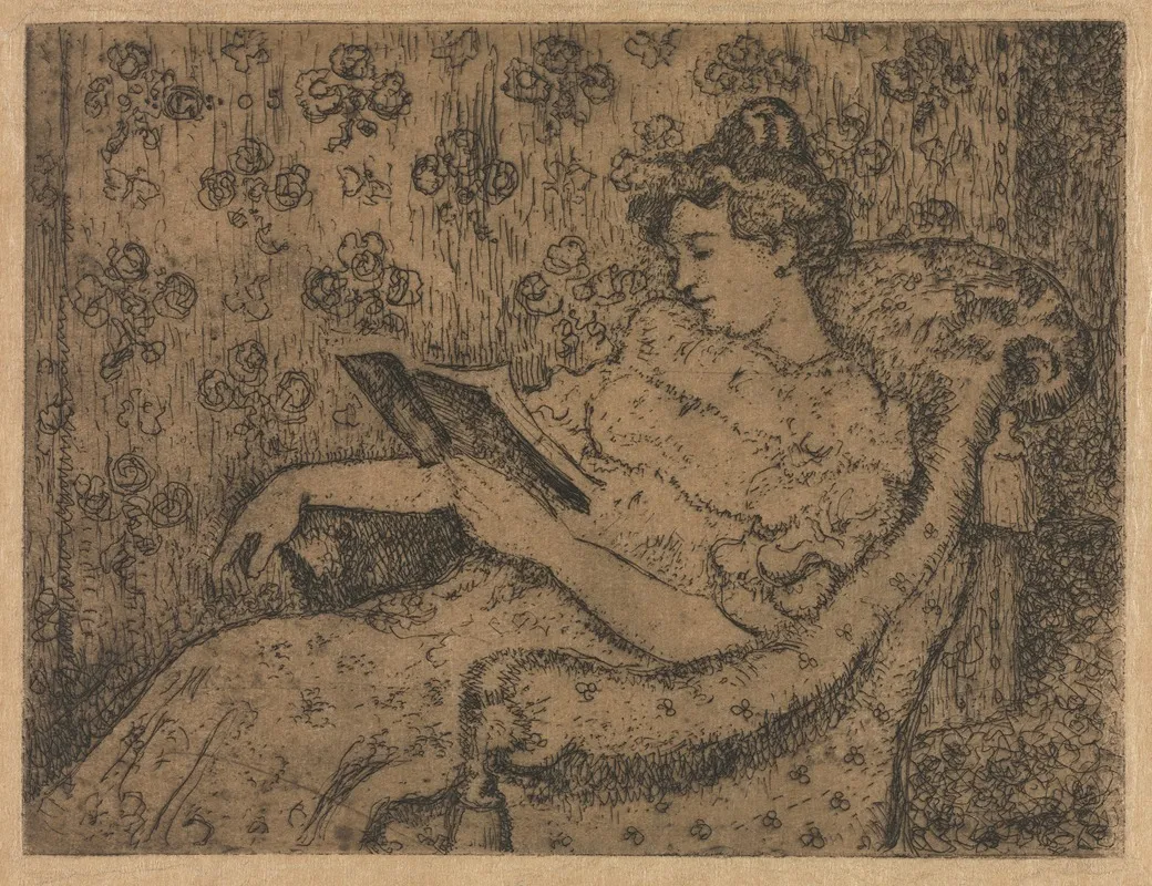 Woman Sitting Reading by Georges Lemmen - Canvas Print