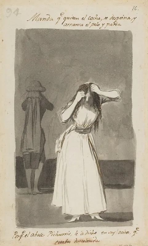Woman Throwing A Tantrum And Pulling Her Hair by Francisco de Goya - Canvas Print