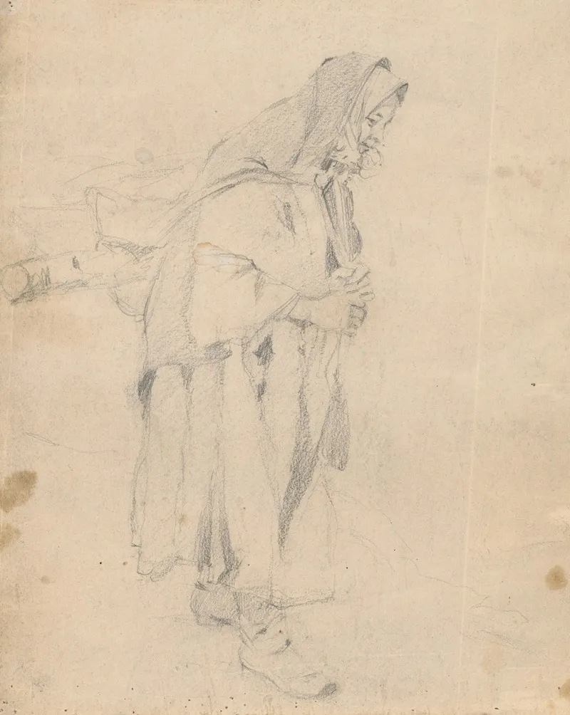 Woman With A Hamper Study Of An Old Woman Carrying Twigs