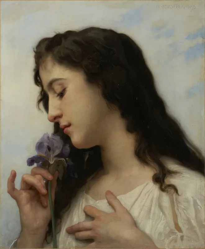 Woman With Iris by William Bouguereau - Canvas Print