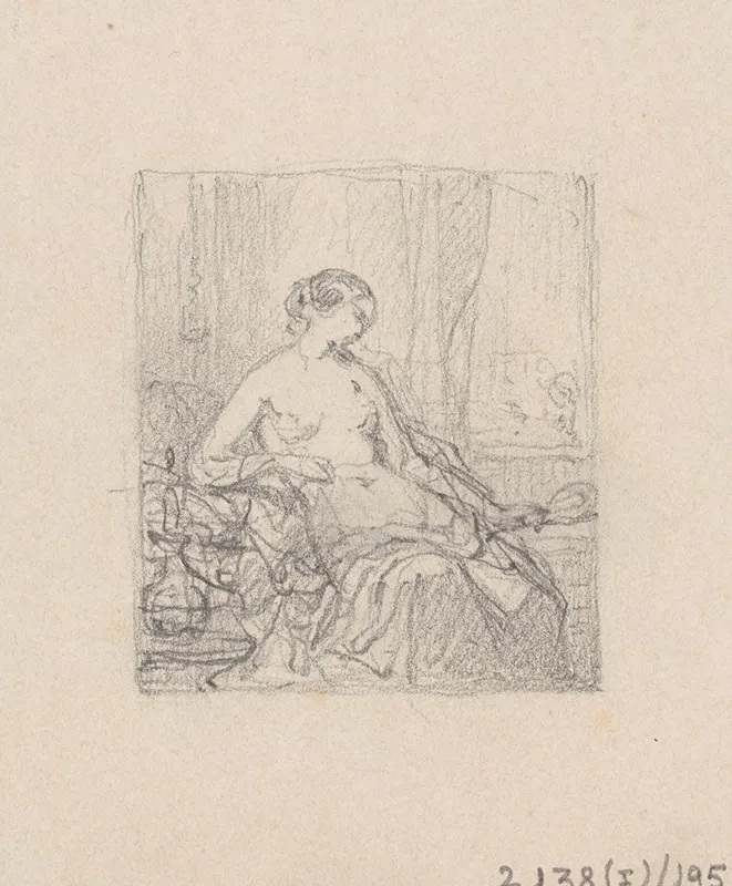 Woman With Mirror by Nicaise De Keyser - Canvas Print