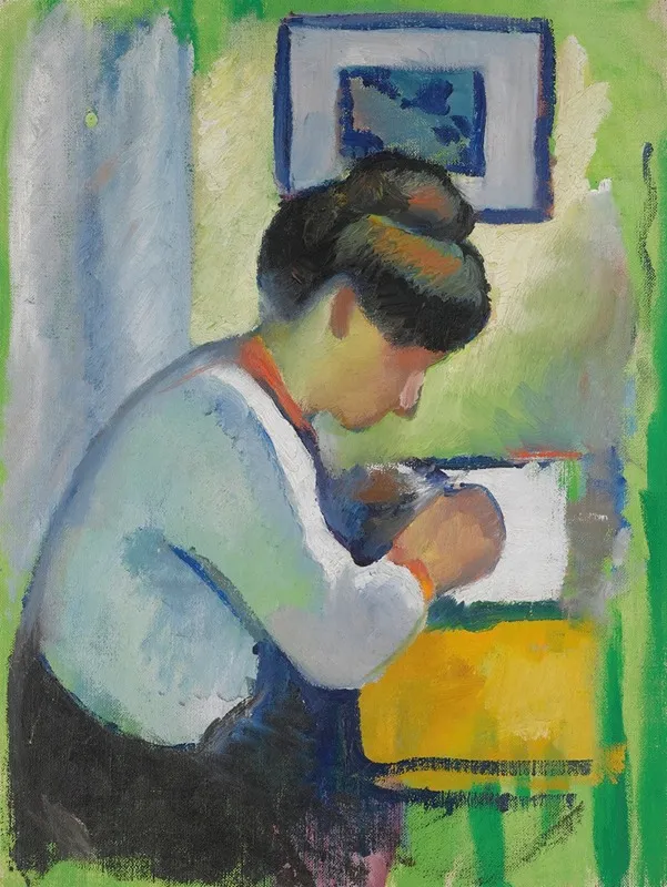Woman Writing 2 by August Macke - Canvas Print