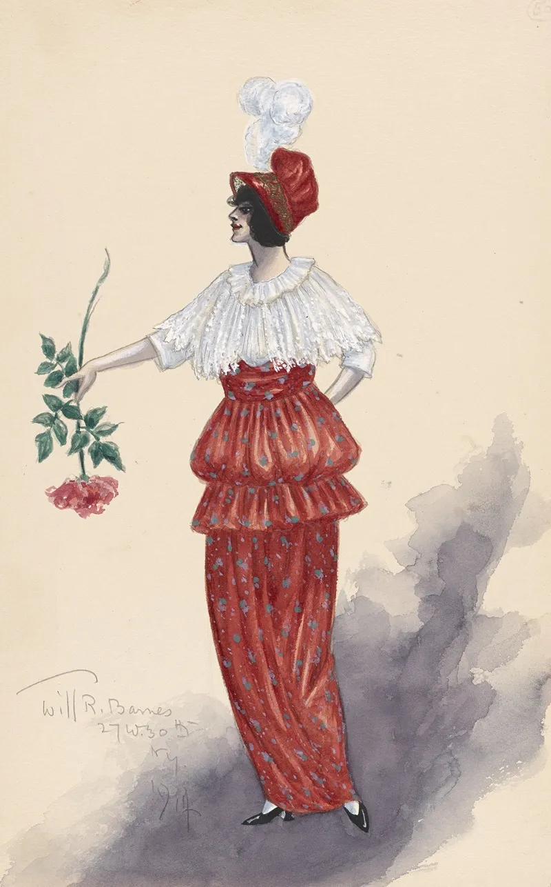 Womans Costume 24 by Will R. Barnes - Canvas Print