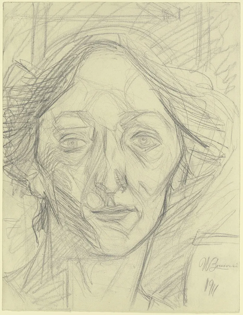 Womans Head 15 by Umberto Boccioni - Canvas Print