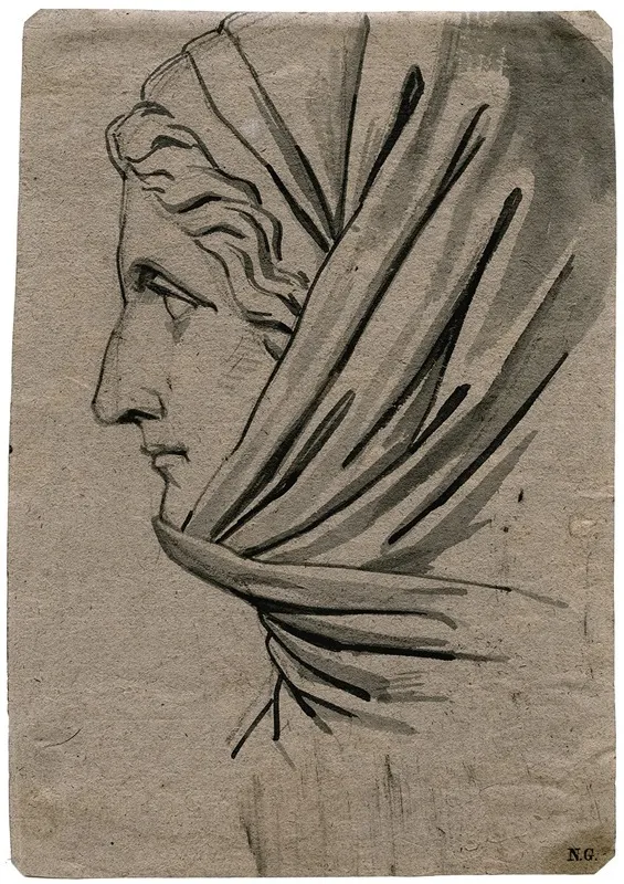 Womans Head With A Scarf by David Humbert de Superville - Canvas Print