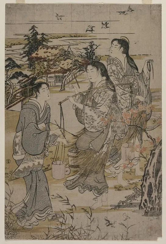 Women With Salt Pails The Noda Tama River In Mutsu Province From An Untitled Series Of The Six Tama Rivers