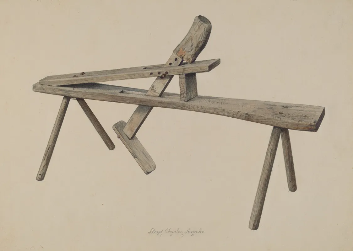 Wood Carvers Bench by Lloyd Charles Lemcke - Canvas Print