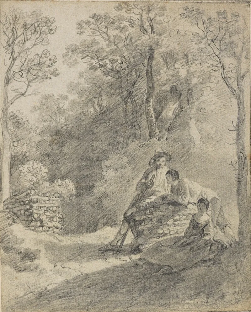 Wooded Landscape With Figures 4 by Thomas Gainsborough - Canvas Print