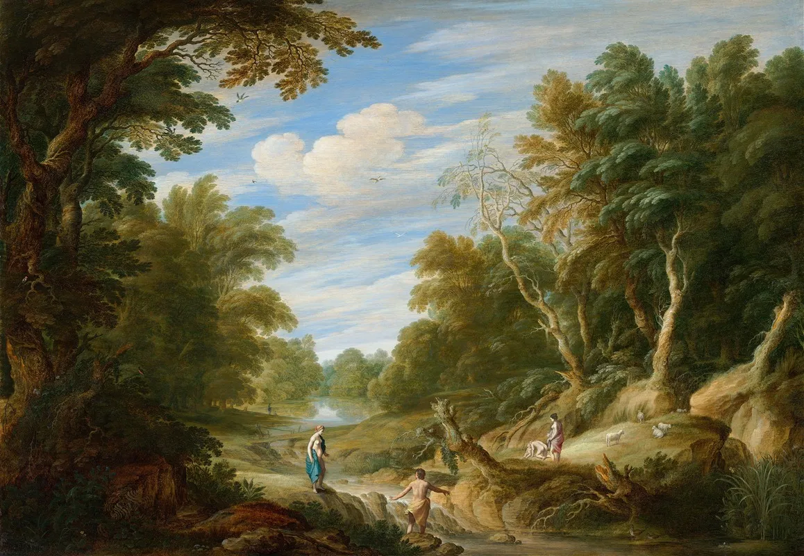 Wooded Landscape With Figures