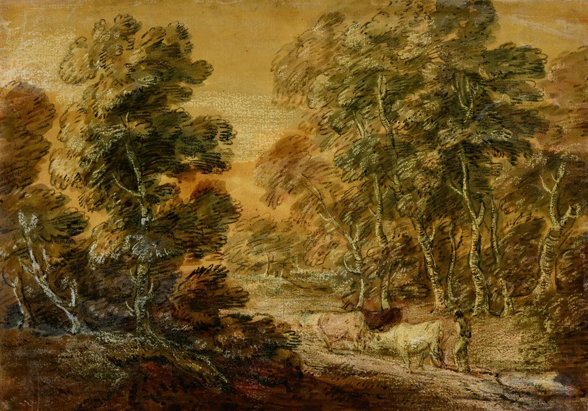 Wooded Landscape With Herdsman And Cattle