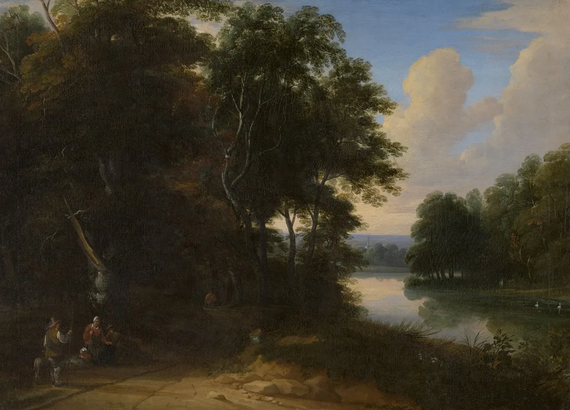 Wooded Landscape With River by Jacques d'Arthois - Canvas Print